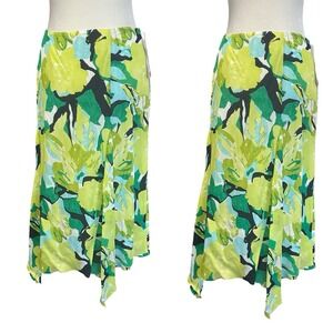 Vintage‎ Y2K 90s Size 14 Midi Skirt Chiffon 100% Silk Fairy Asymmetrical Dainty